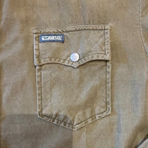 VINTAGE KHAKI DIESEL WESTERN STYLE PRE-WASHED CORDUROY SHIRT - Picture 5 of 9